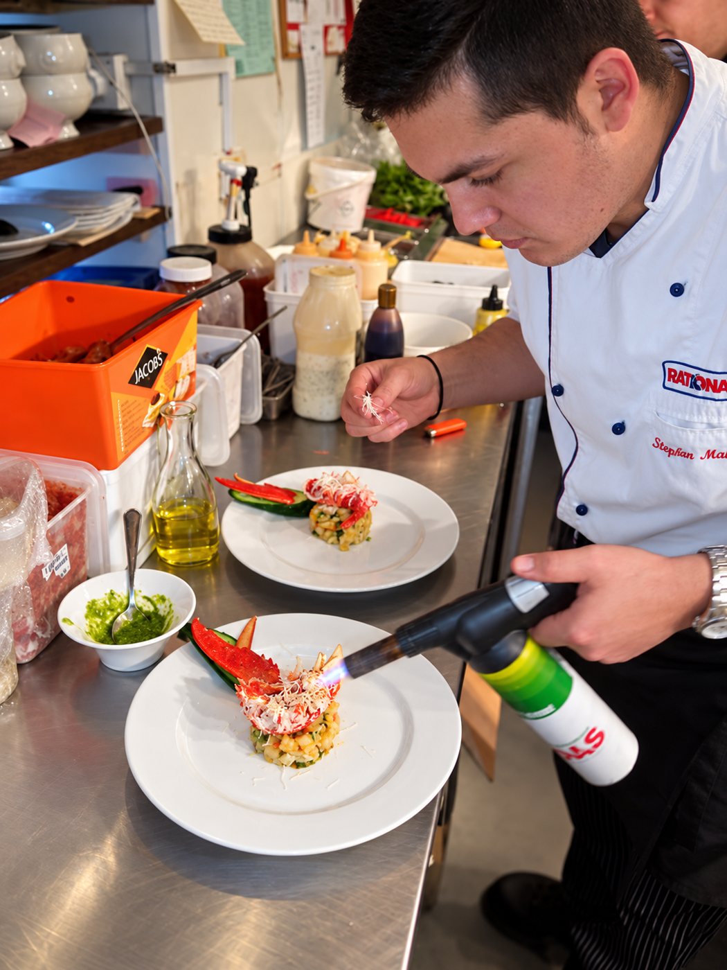 Lobster, torched at the final plating